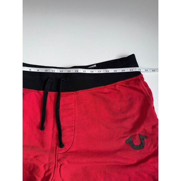 Vintage True Religion Sweat Jogger Shorts Men 3XL Red Black Casual 12.5” Inseam - Picture 7 of 9